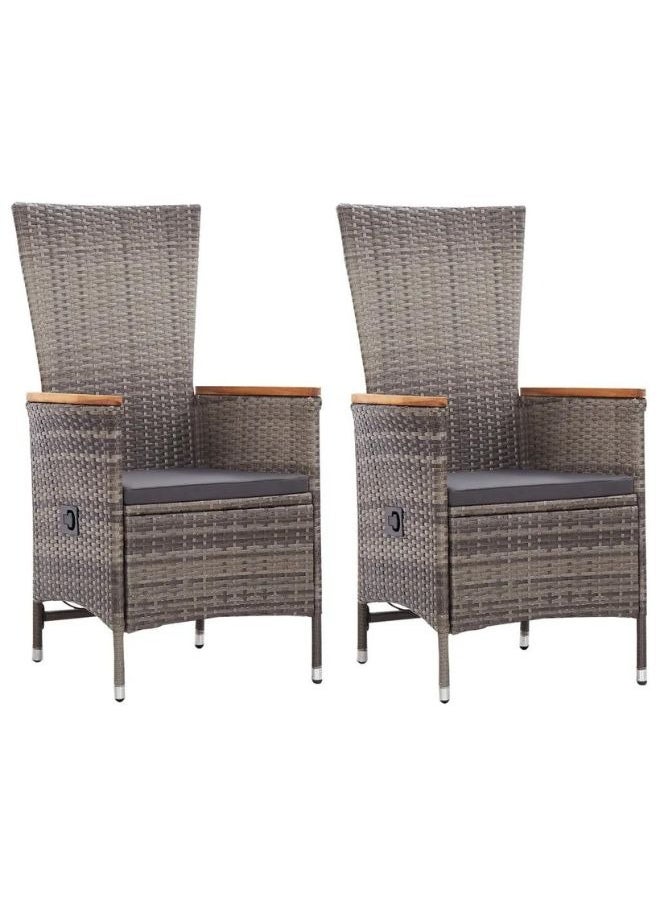 vidaxl vidaXL Outdoor Chairs 2 pcs with Cushions Poly Rattan Grey  - Image 1
