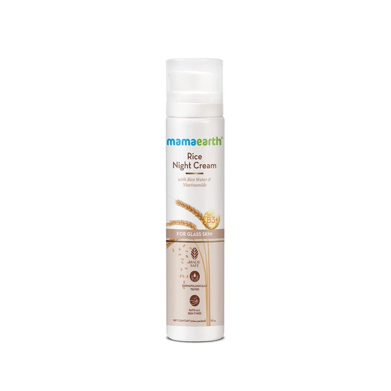 Mamaearth Mamaearth Rice Water Night Cream with Niacinamide for Radiant Skin  Hydrating Overnight Repair Face Moisturizer  All Skin Types  176 Oz 50g 