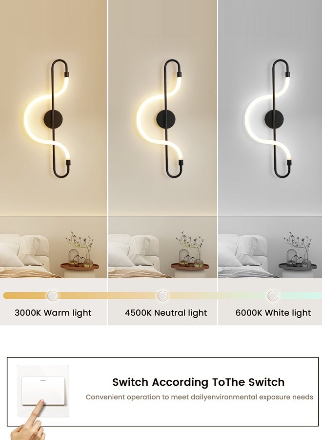 YATAI LIGHTING Modern LED Wall Light, 12W Minimalist Rectangular Wall Lamp with Switch Control, Dimmable 3000K-6000K Acrylic & Metal Sconce for Bedroom, Hallway, Dining Room, Mirror Side, Black, 60CM - Image 2