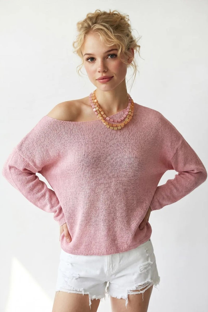 MIXRAY Oversized Boat Neck Knit Sweater - Image 2
