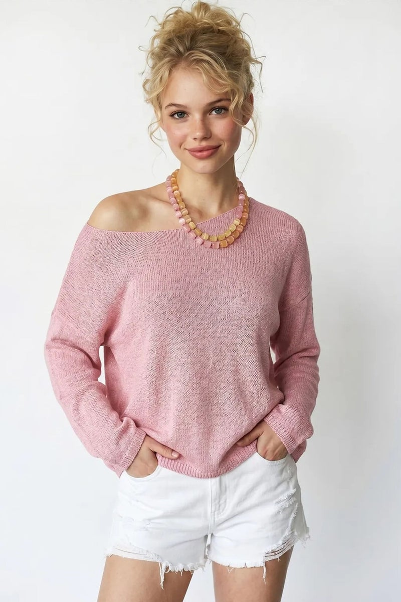 MIXRAY Oversized Boat Neck Knit Sweater - Image 3