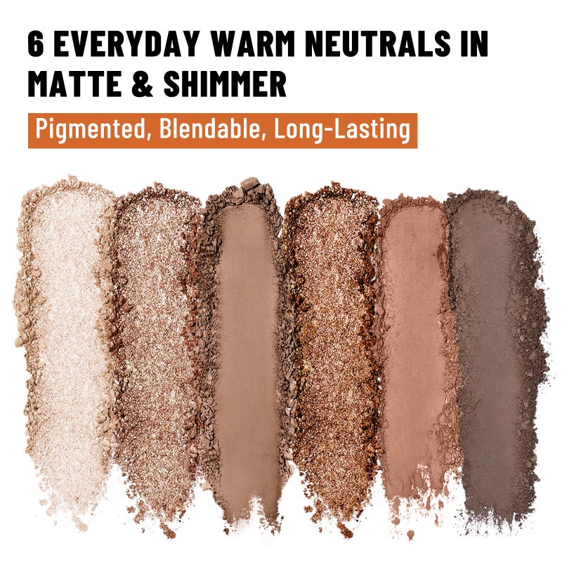 SUSIKEKI 6 Colors Mini Eyeshadow Makeup Palette Caramel & Bronzed Neutral Tone Eye Shadow Matte & Shimmer Nude Make Up Pallet with Mirror Blendable Highly Pigmented Travel Size Gift Kit 05 - Image 5