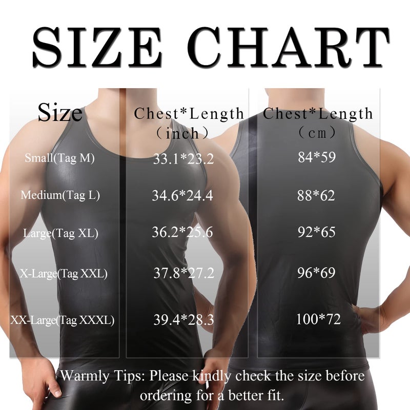YUFEIDA Men's Faux Leather Vest Undershirt Tank Top Sleeveless Shirt Waistcoats - Image 2