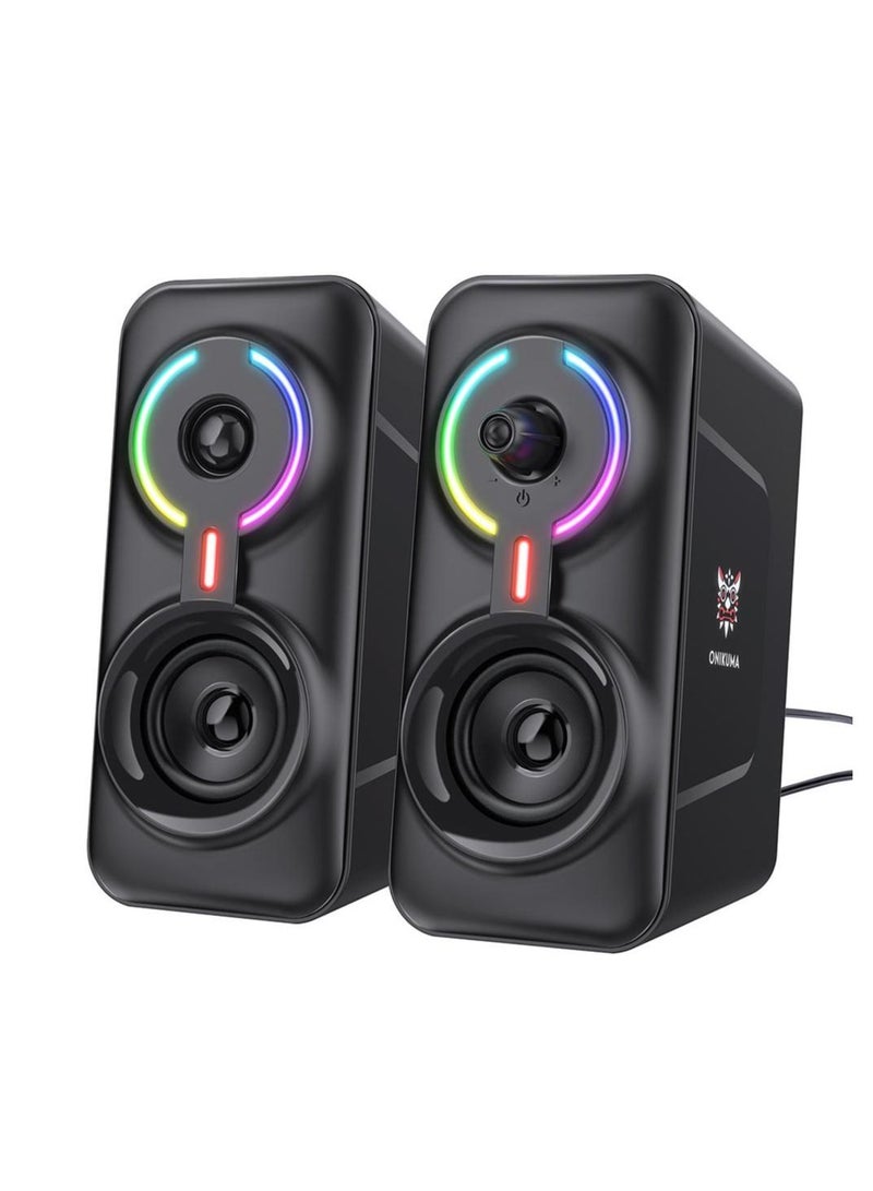 onikuma Wired/Wireless Bluetooth RGB Light PC Speakers,LED Subwoofer Deep Bass Gaming Speakers Desktop,Computer,Notebook  - Image 1