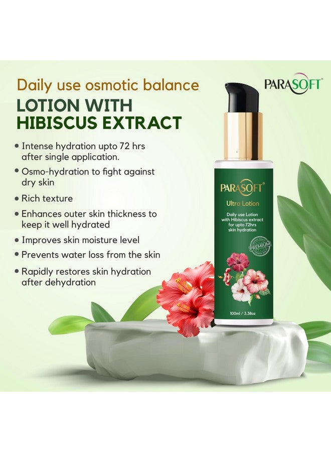 Parasoft Ultra Daily Moisturizing Body & Face Lotion With Hibiscus Extract, Shea Butter, Almond Oil, Glycerine & Vitamin E For 72 Hrs Hydration, Dry & Sensitive Skin - 100 Ml - Image 3