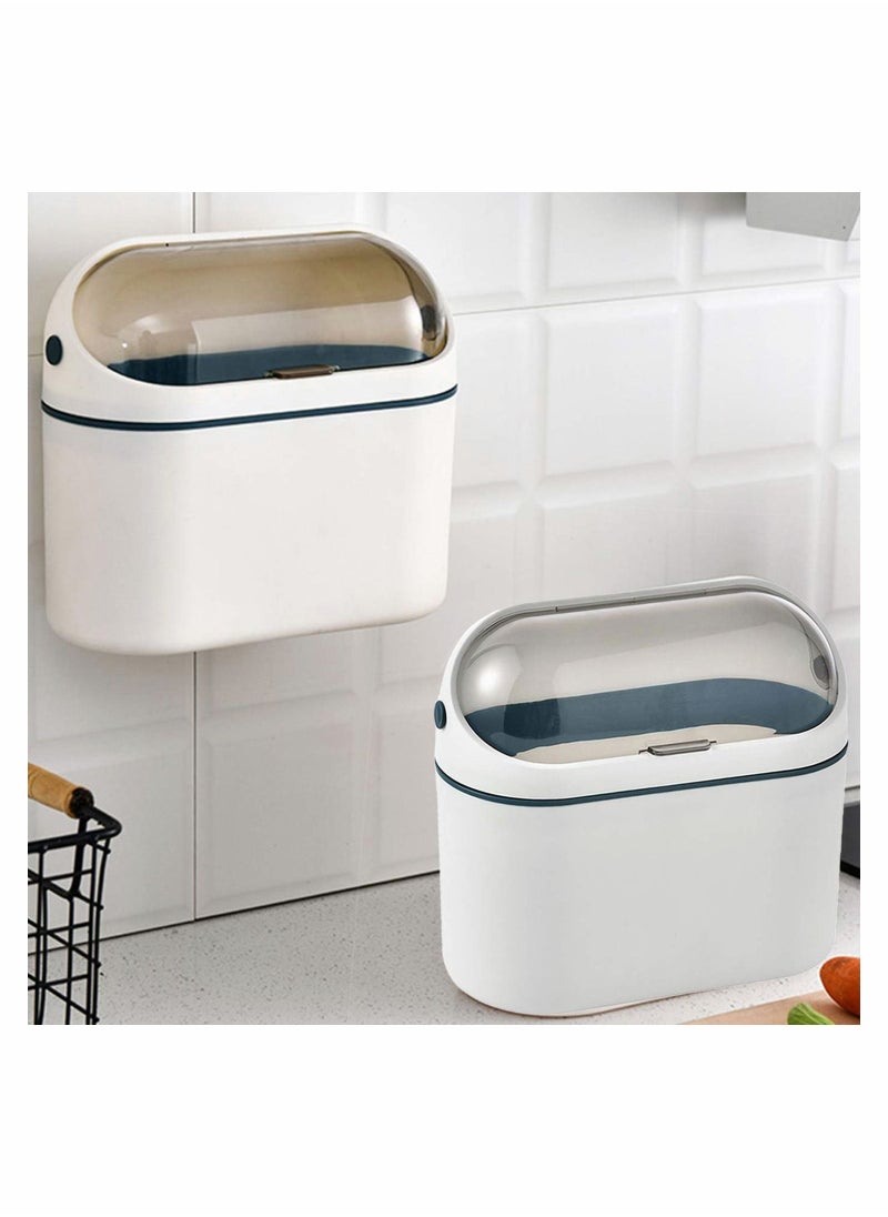 Y&D - Mini Countertop Trash Can with Lid Plastic Swing Tiny Desktop Waste Garbage Bin for Bathroom Office Kitchen Desk Coffee Table Vanity Top - Image 1