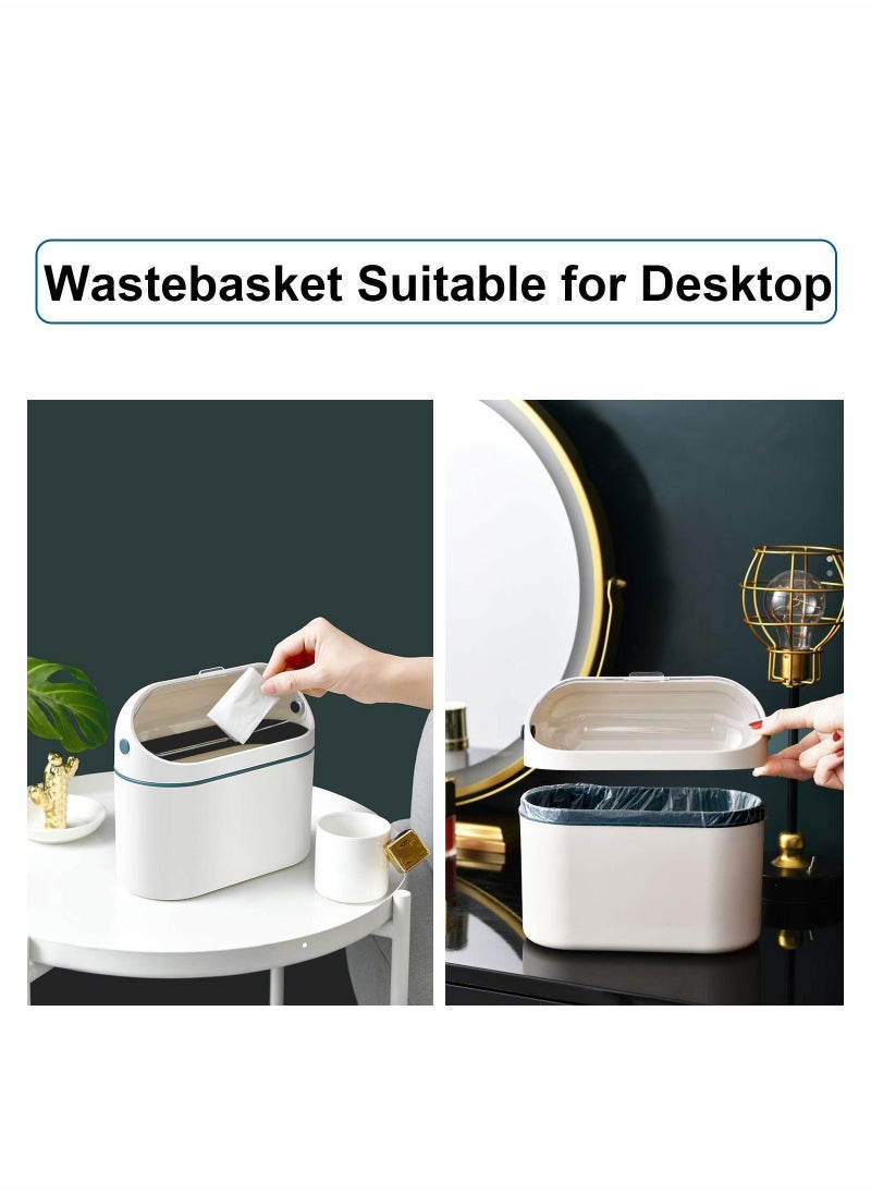 Y&D - Mini Countertop Trash Can with Lid Plastic Swing Tiny Desktop Waste Garbage Bin for Bathroom Office Kitchen Desk Coffee Table Vanity Top - Image 1