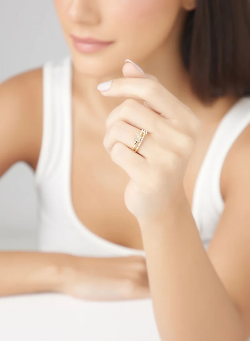 Ginger Butterfly Diamante Ring