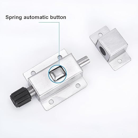 HOMETIC HOMETIC Stainless Steel RingPull Spring Loaded Auto Sliding Latch Door Stoper AntiCollision Door Locks for Safety Door Barrel Bolt 1 pc Silver  - Image 3