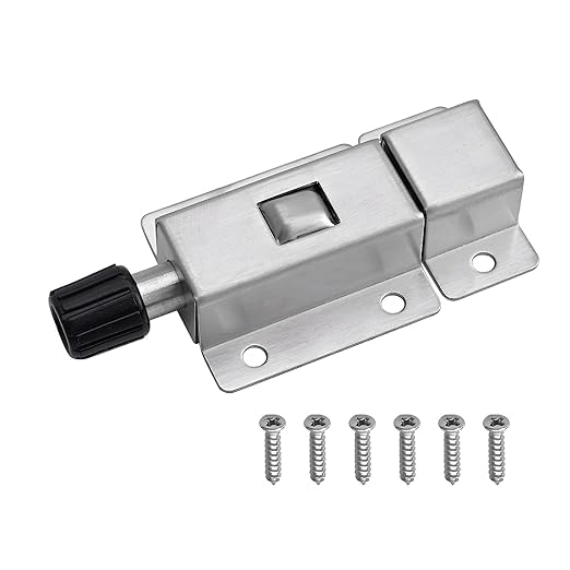 HOMETIC HOMETIC Stainless Steel RingPull Spring Loaded Auto Sliding Latch Door Stoper AntiCollision Door Locks for Safety Door Barrel Bolt 1 pc Silver  - Image 1