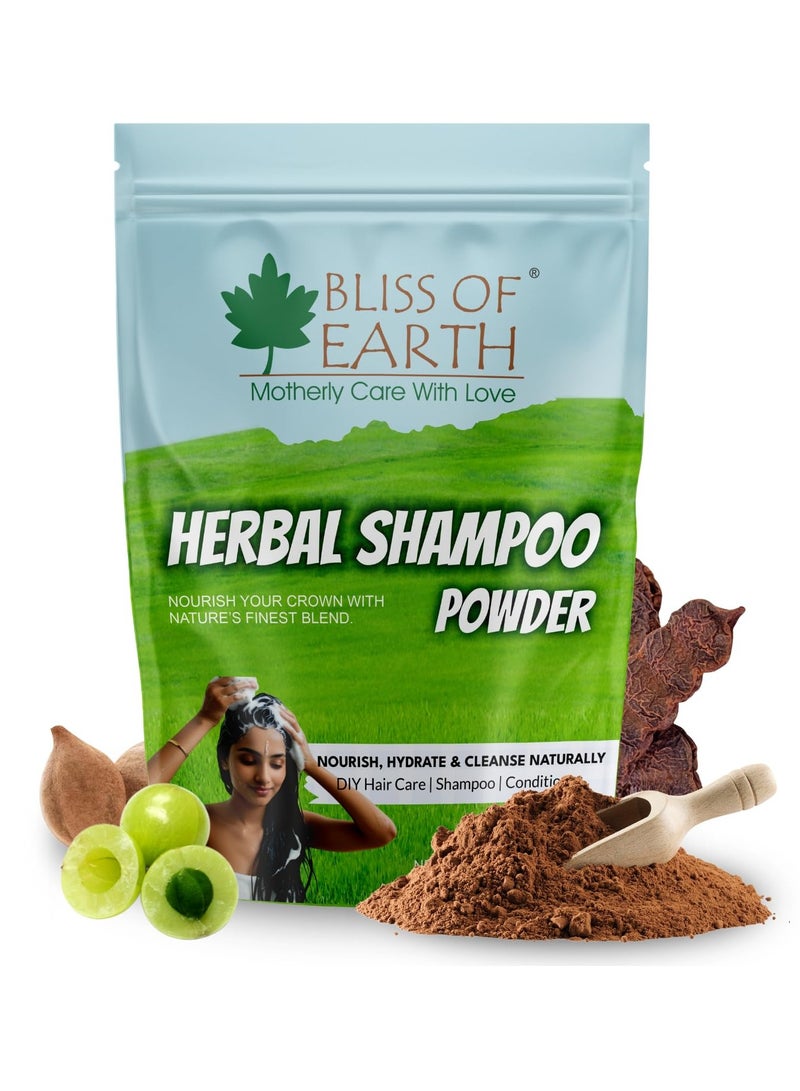 بليس اوف ايرث مسحوق شامبو طبيعي للشعر مع أملا ريثا شيكاكاي بهرينجراج وجاتامانسي منظف أيورفيدي خالٍ من الكبريتات لنمو الشعر والتحكم في القشرة 100 جرام - Image 1