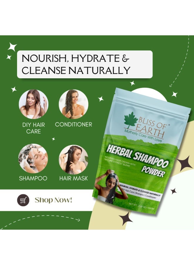 بليس اوف ايرث مسحوق شامبو طبيعي للشعر مع أملا ريثا شيكاكاي بهرينجراج وجاتامانسي منظف أيورفيدي خالٍ من الكبريتات لنمو الشعر والتحكم في القشرة 100 جرام - Image 2