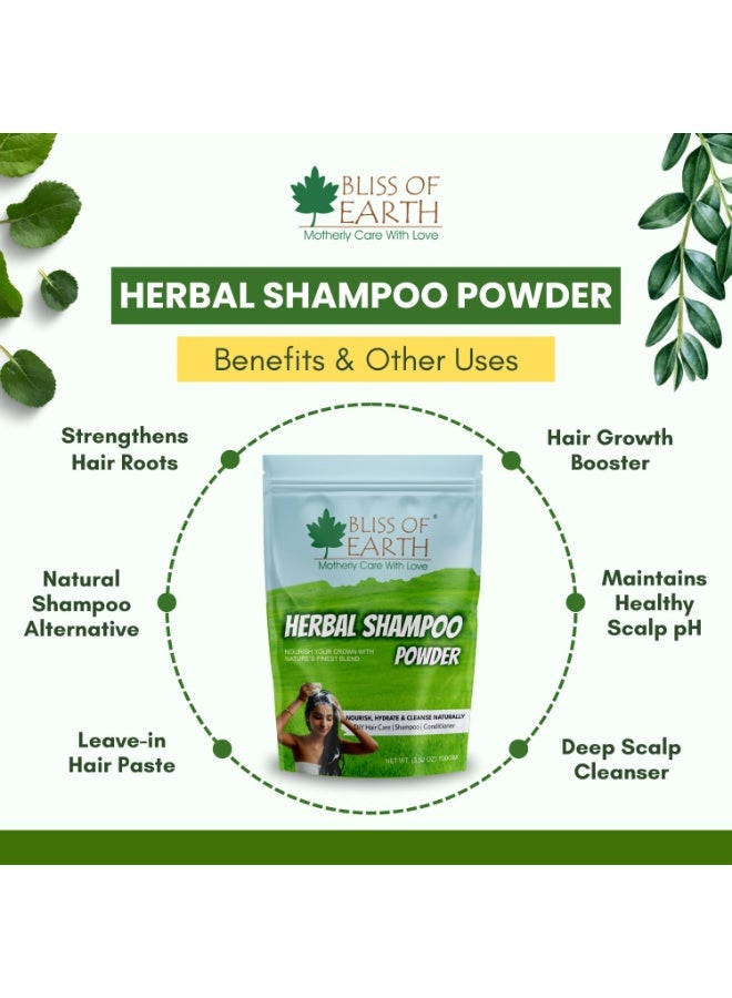 بليس اوف ايرث مسحوق شامبو طبيعي للشعر مع أملا ريثا شيكاكاي بهرينجراج وجاتامانسي منظف أيورفيدي خالٍ من الكبريتات لنمو الشعر والتحكم في القشرة 100 جرام - Image 4