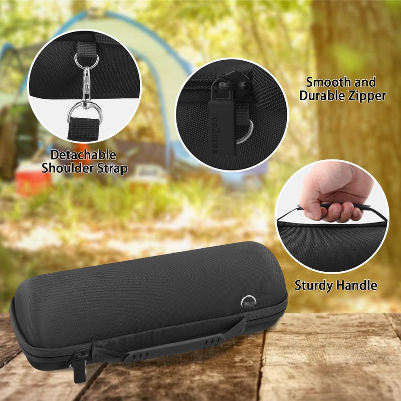 co2CREA Hard Travel Case Replacement for JBL Flip 7 Flip 6 FLIP 5 Waterproof Portable Bluetooth Speaker (Black Case + Inside Black) - Image 5