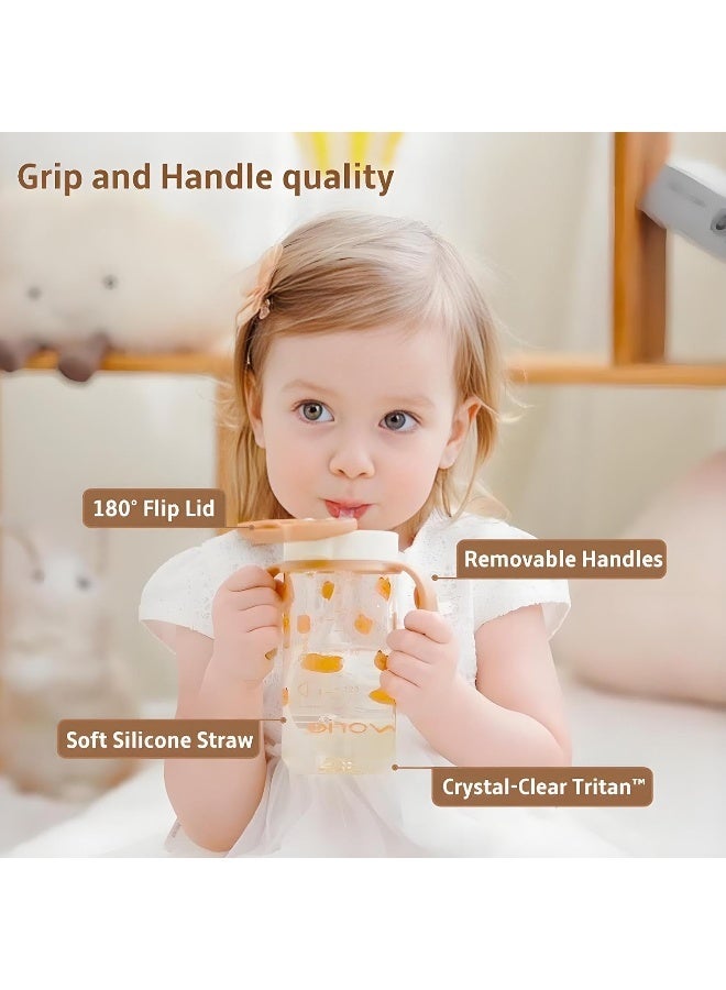 Evorie Tritan Toddler Sippy Cup with Silicone Straw, Spill-Proof Straw Water Bottle for Kids 1-2 Years Old, 10 oz, Removable Handles, Ideal for School - Image 5
