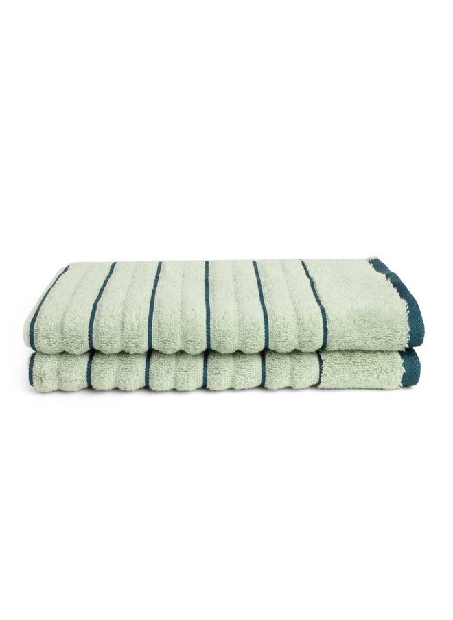 SPACES Spaces 100% Cotton Hand Towel Ribbed Texture High Absorbency High Loft (Solid 40CMX60CM)-Sea Green/Teal  - Image 2