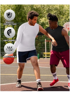 KASTWAVE 2 Pcs Compression Shirts for Men Long Sleeve, Quick Dry Mens Single Sleeve Compression Shirts, 1/2 Single Arm Athletic Base Layer Undershirt Gear  - Image 5
