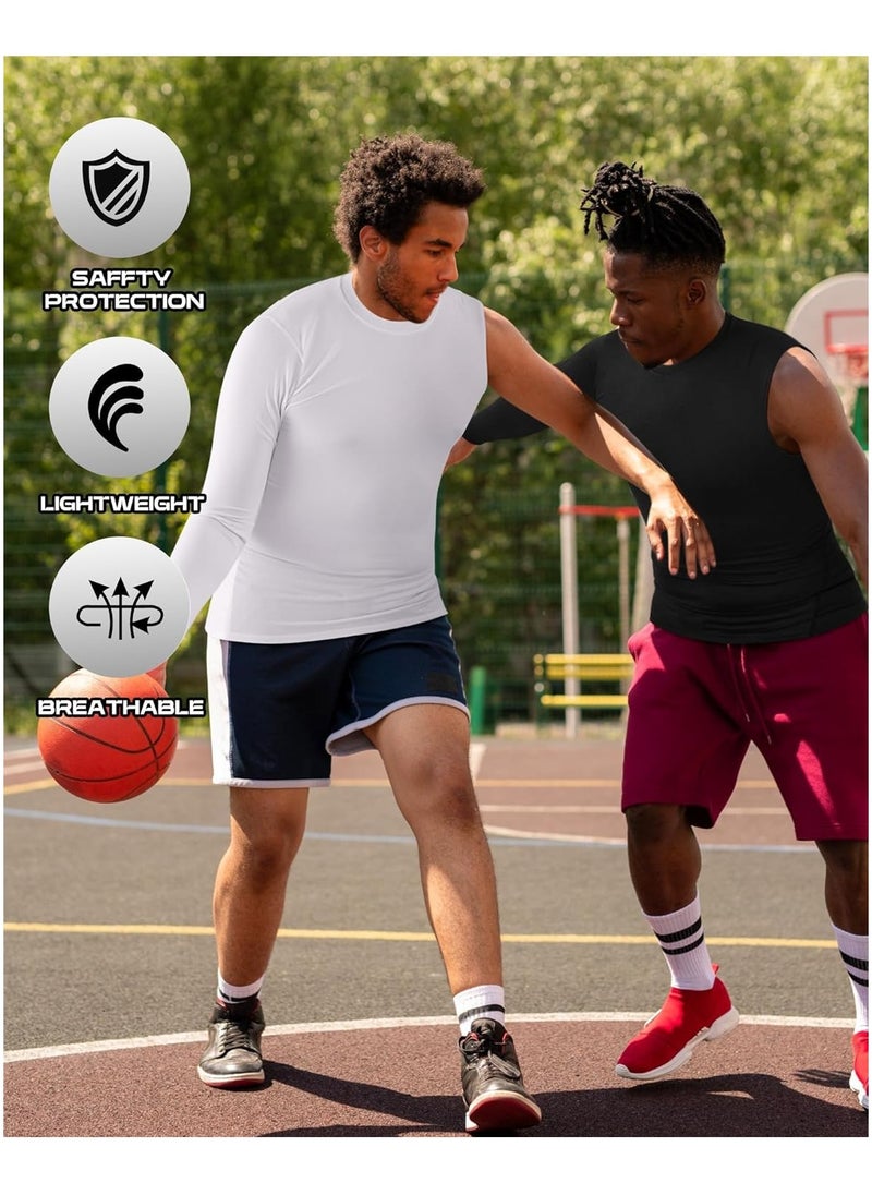 KASTWAVE - 2 Pcs Compression Shirts for Men Long Sleeve, Quick Dry Mens Single Sleeve Compression Shirts, 1/2 Single Arm Athletic Base Layer Undershirt Gear - Image 1