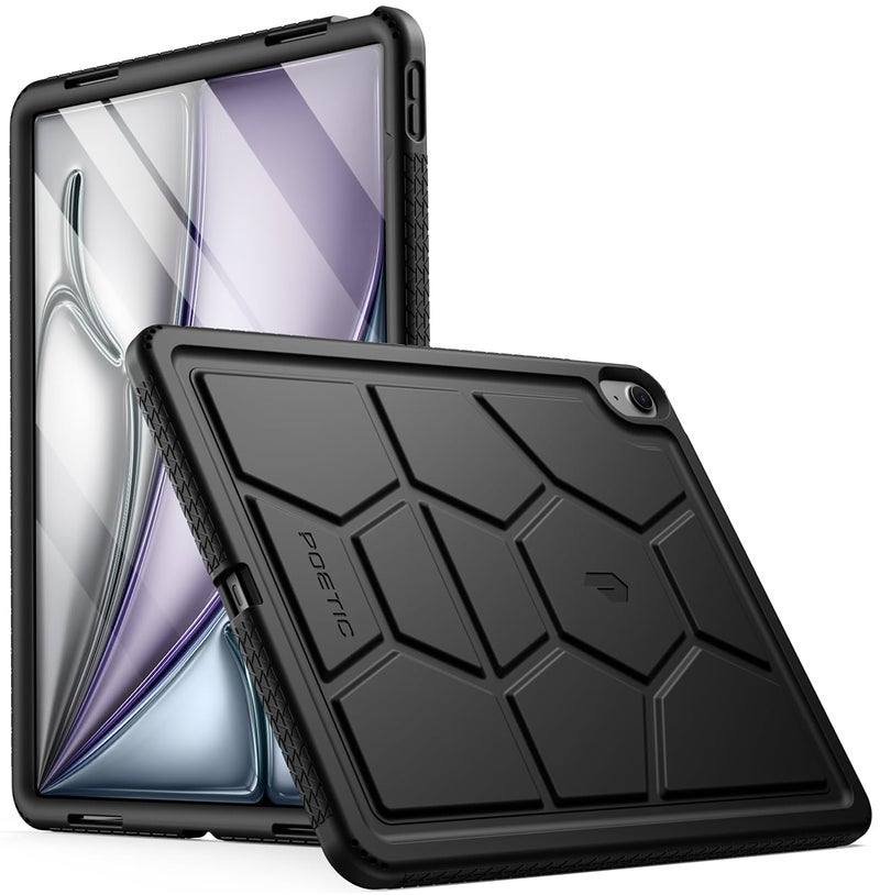 Poetic TurtleSkin Series Designed for iPad Air 13 (2025/2024) Case, Heavy Duty Shockproof Kids Friendly Silicone Protection Cover, Black - Image 1