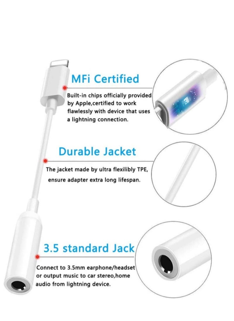 Generic - Lightning Headphone Jack Adapter Dongle [ MFi Certified ] Earbuds Headphone Converter for Apple iPhone 12/12Pro/SE/11/Pro/Pro Max/XR/Xs/Xs Max/X/8/7,Music Control,Calling&Siri Supported - Image 1