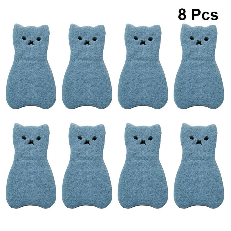 Cat Shaped Kitchen Sponge 8Pcs Thick 3 Layer Multi Color Dishwashing Scrubber - Image 3