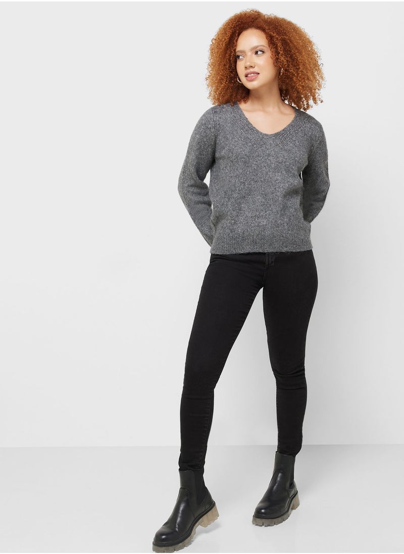 Jacqueline de Yong - V-Neck Knitted Sweater - Image 1