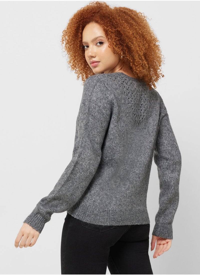 Jacqueline de Yong - V-Neck Knitted Sweater - Image 1