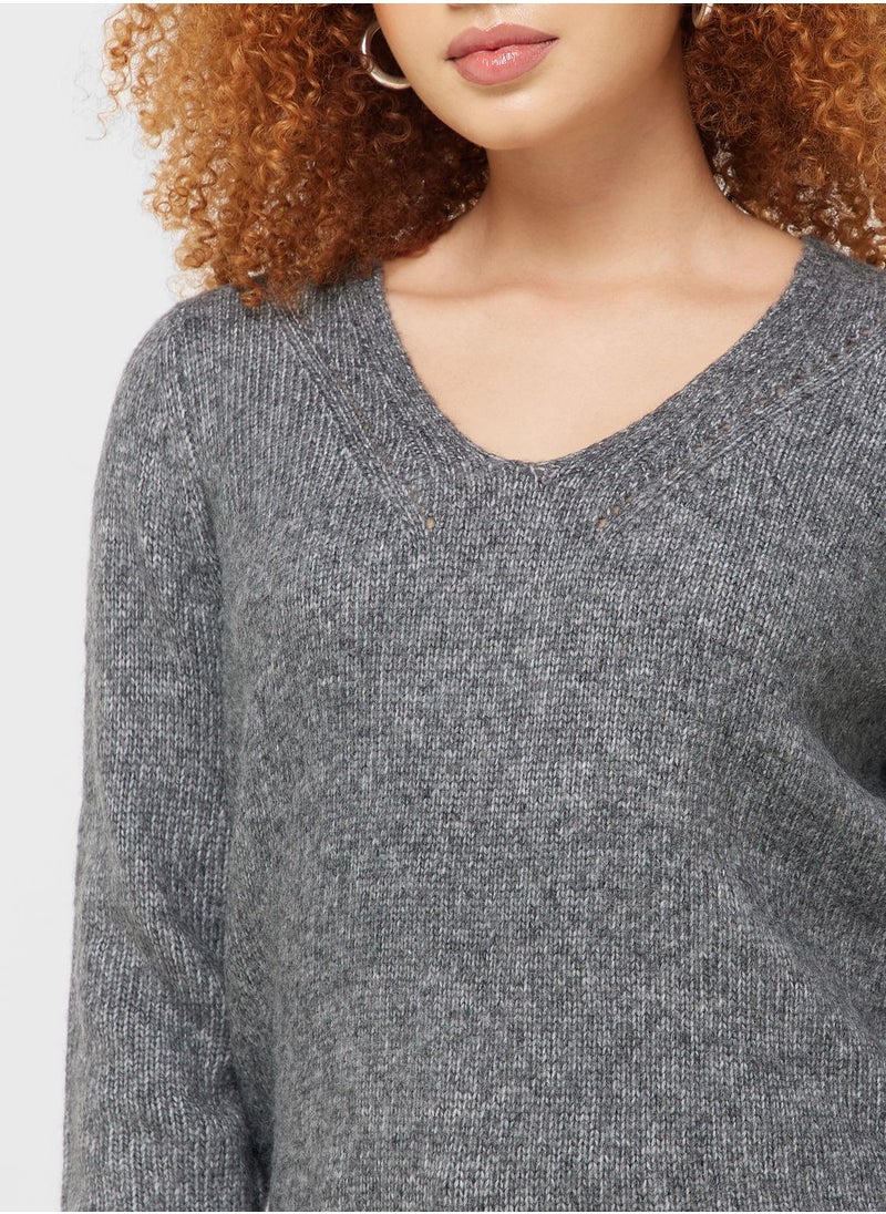 Jacqueline de Yong - V-Neck Knitted Sweater - Image 1