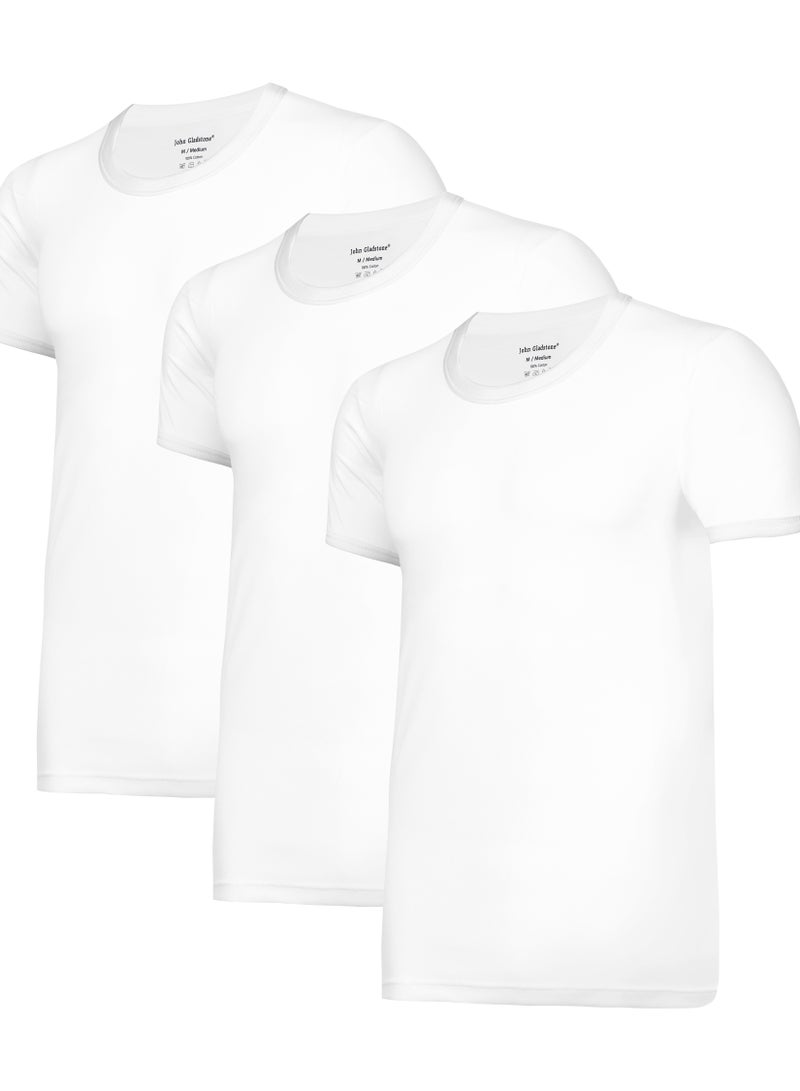 John Gladstone John Gladstone Men's T-Shirt RN White 3 Pack  - Image 1