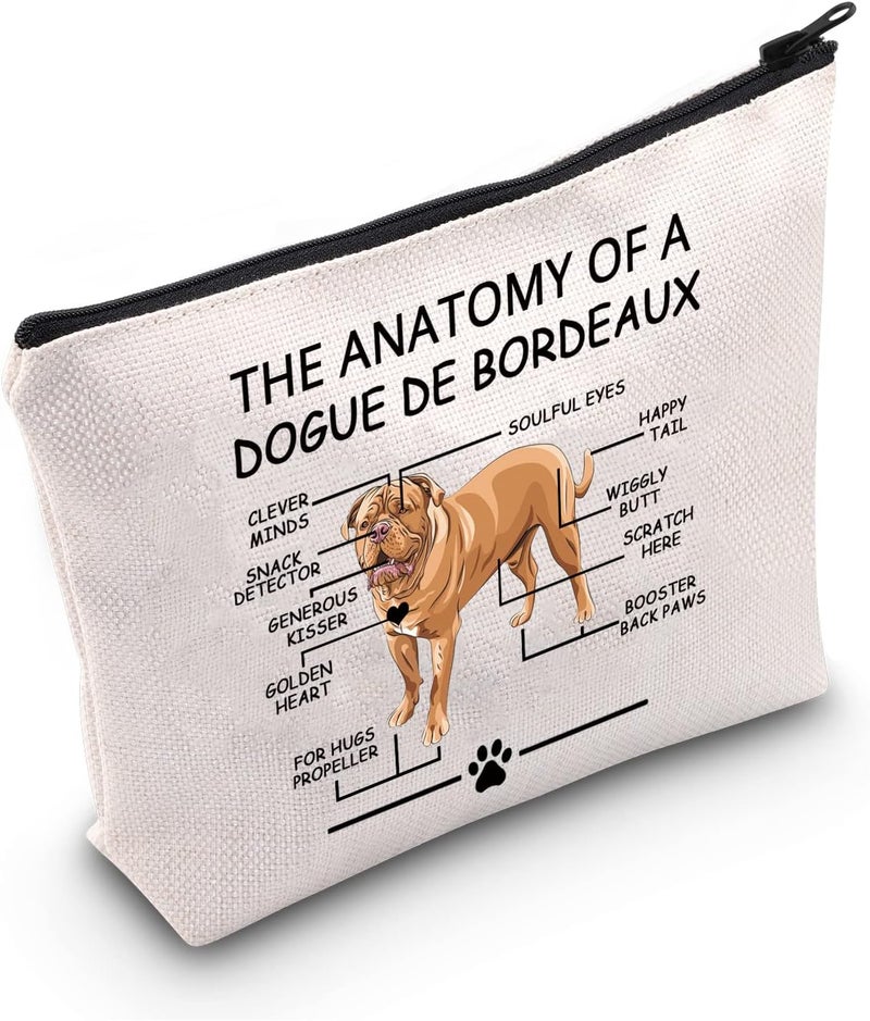 LEVLO Funny Dogue De Bordeaux Lovers Gifts The Anatomy of A Dogue De Bordeaux Clever Minds Cosmetic Bags Veterinary Mom Travel Toiletry Bags(Dogue De Bordeaux)