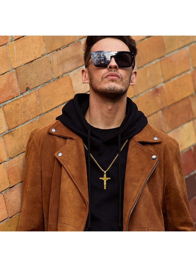 LeapoFaith Hanging Cross Charm for Car Rear View Mirror Pendant Jesus Necklace Cross Women Men Christian Stainless Steel Car Mirror Decoration Hanging Accessories Ornament Vehicle Interior (Bronze) - Image 2
