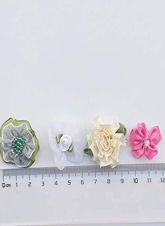 Chenkou Craft Mix Bulk 100pcs Ribbon Flowers Bows Craft Wedding Ornament Appliques (MIX100PCS) - Image 3