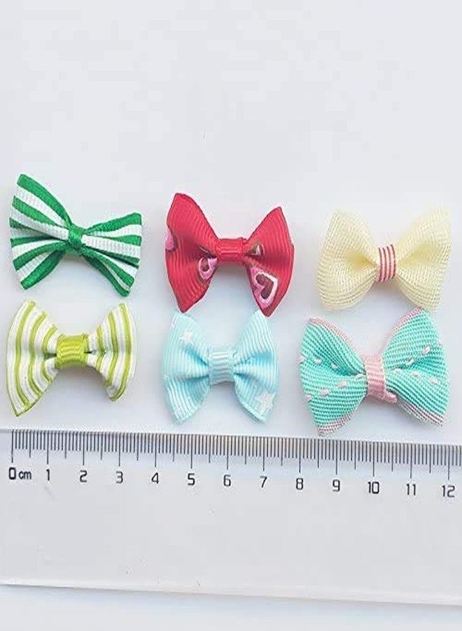 Chenkou Craft Mix Bulk 100pcs Ribbon Flowers Bows Craft Wedding Ornament Appliques (MIX100PCS) - Image 2