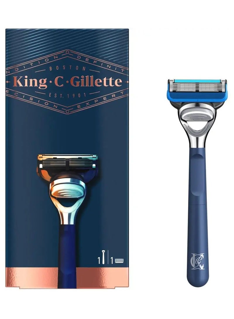 King C. Gillette Men's 5 Blade Shave and Edging Razor with Built In Single Blade Precision Trimmer and Premium Handle