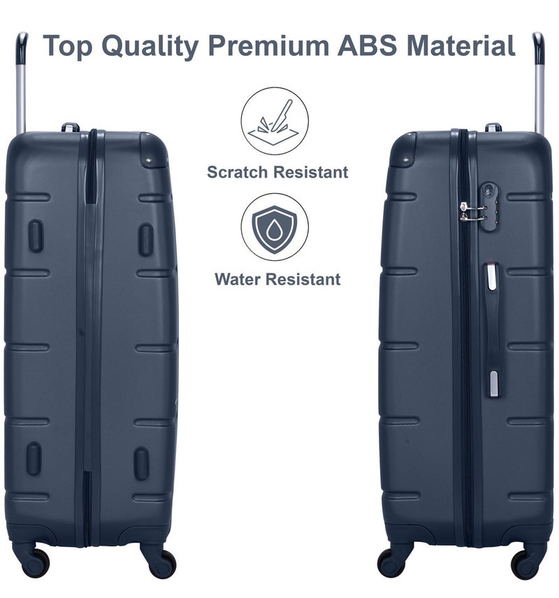 SENATOR Hard Case Travel Bags Trolley Luggage Set of 3 ABS Lightweight Suitcase with 4 Spinner Wheels A1012, Navy Blue - Image 4