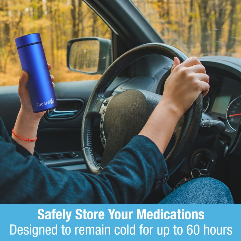 Tilcare Insulin Cooler Travel Case by Tilcare - 60H Reusable Pen Freezer Bottle - Standard TSA Approved Hard Shell Medication Cooling Case - Emergency 12H Bottle - Holds up to 2 Diabetic Pens, Medical Vials - Image 3