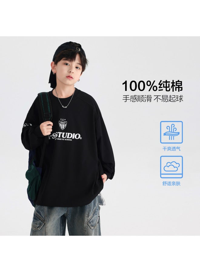 Boys' Spring And Autumn Korean Style Long-sleeve T-shirt  New Children's Boys' Autumn Loose Inner Top Base Shirt
