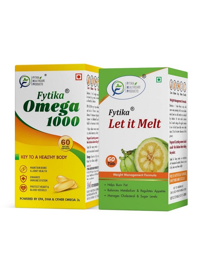 FYTIKA حزمة منتجات فيتيكا الصحية لإدارة الوزن | أقراص فيتيكا ليت إت ميلت لإدارة الوزن (60 قرص) & كبسولات فيتيكا أوميغا 1000 أحماض دهنية أوميغا 3 (60 كبسولة) | مكملات غذائية - Image 1