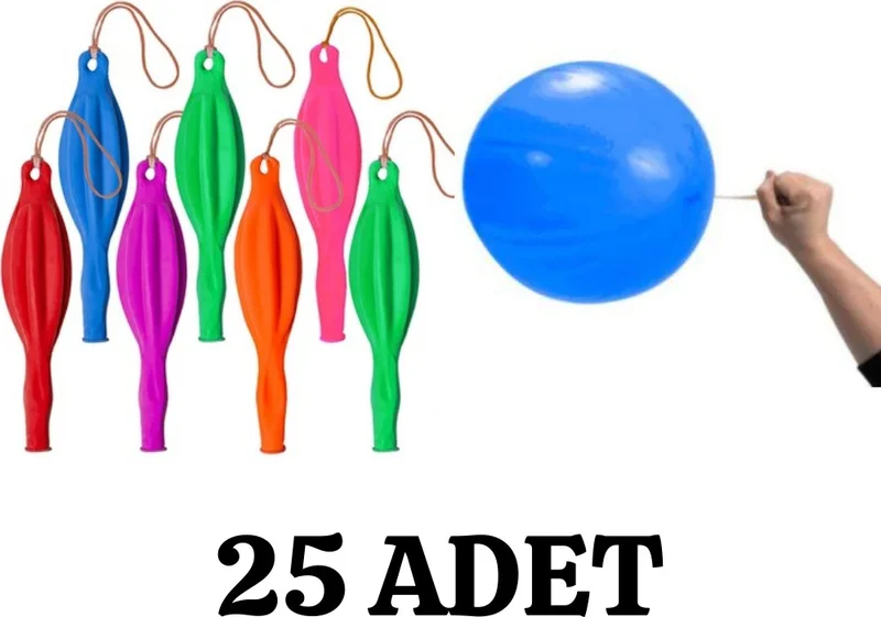 Kalbi Ticaret Kalpi Ticaret String Balloon 25pcs Elastic Bounce Balloon Punch Punch Balloon Large Size Colorful Balloon