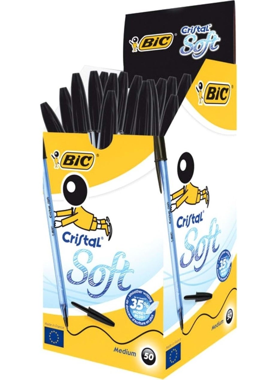 Bic Cristal Soft Ballpoint Pen Black 50 Pack 