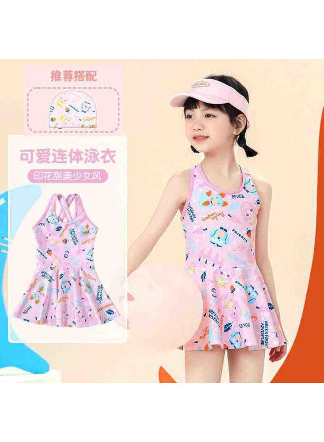 New Style Girls' Two-piece Swimsuit Cartoon Children's Swimming Dress Set Small And Medium Children's Swimming Trunks Children's Swimsuit For Girls