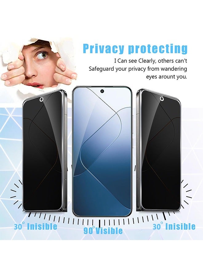 X-level 2 PCS Xiaomi 14 Privacy Screen Protector with Easy Install Anti-Scratch Glass 9H Hardness,Anti-Spy Anti-fingerprint Anti-drop Tempered Glass Film Protector Full Cover Protection accessory - Image 2
