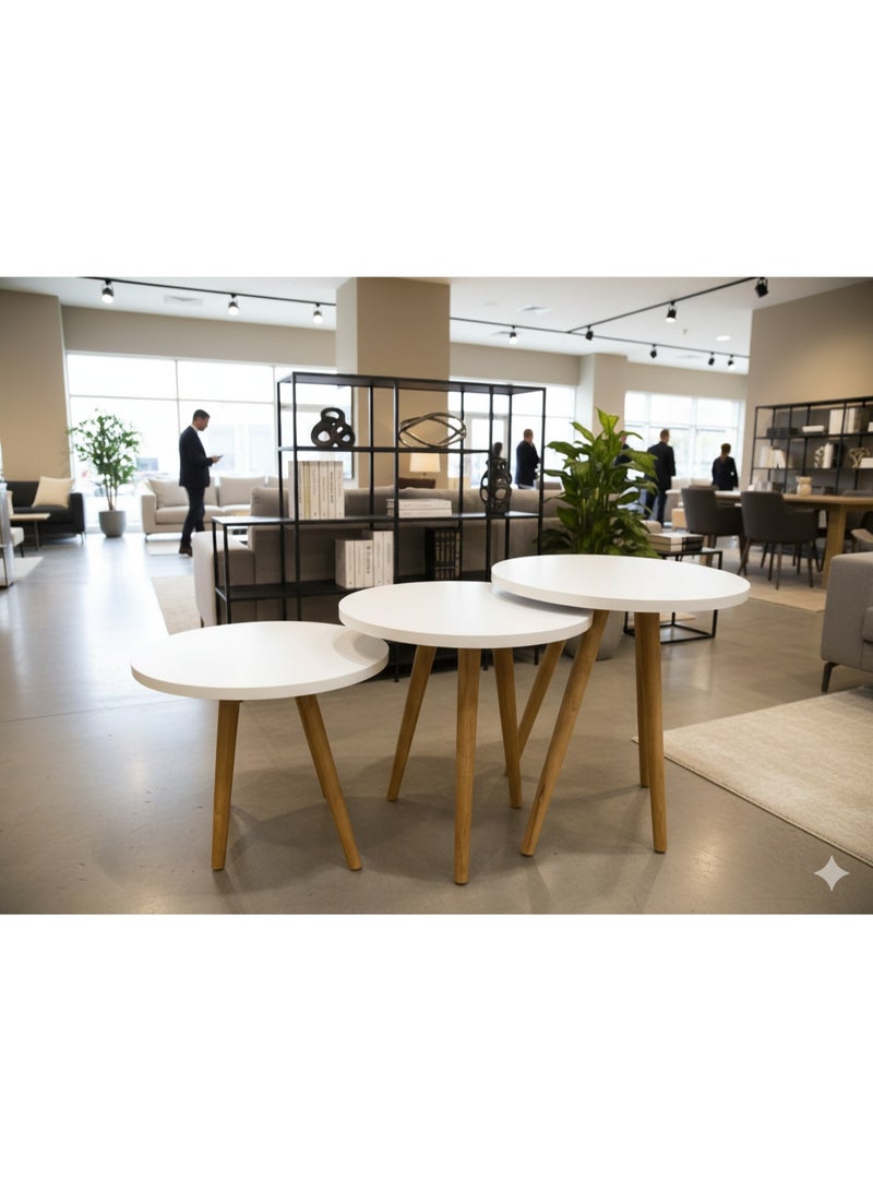 منضده 3 قطع 3 مستويات سهله النقل والتركيب دائرية الشكل - Image 2