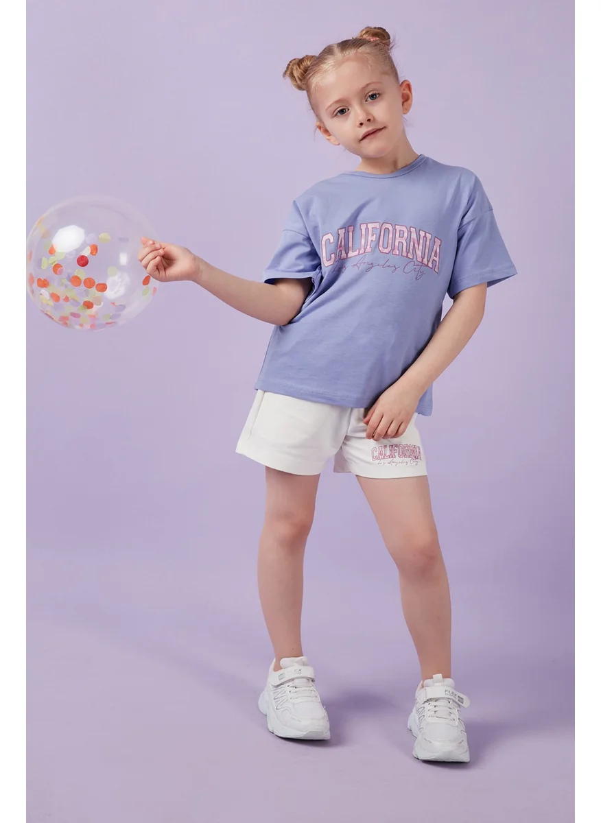 Lela Cotton Printed Crew Neck Top and Bottom Set with Shorts Girl's Set 6212004