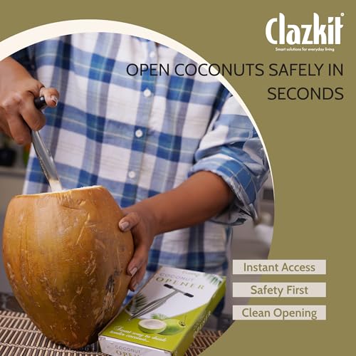 Clazkit أداة فتح جوز الهند من كلوزكيت المصنوعة من الفولاذ المقاوم للصدأ، مثقاب جوز الهند، آلة فتح جوز الهند، سكين فتح جوز الهند، فتاحة ماء جوز الهند - (عبوة- 1) - Image 2