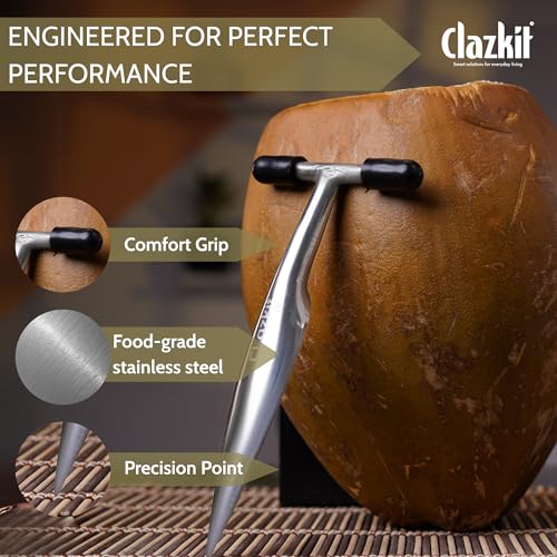 Clazkit أداة فتح جوز الهند من كلوزكيت المصنوعة من الفولاذ المقاوم للصدأ، مثقاب جوز الهند، آلة فتح جوز الهند، سكين فتح جوز الهند، فتاحة ماء جوز الهند - (عبوة- 1) - Image 4