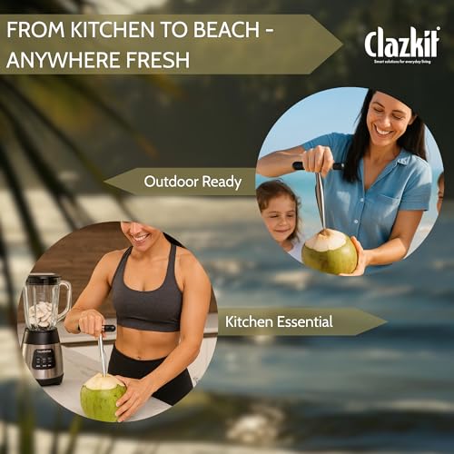 Clazkit أداة فتح جوز الهند من كلوزكيت المصنوعة من الفولاذ المقاوم للصدأ، مثقاب جوز الهند، آلة فتح جوز الهند، سكين فتح جوز الهند، فتاحة ماء جوز الهند - (عبوة- 1) - Image 5