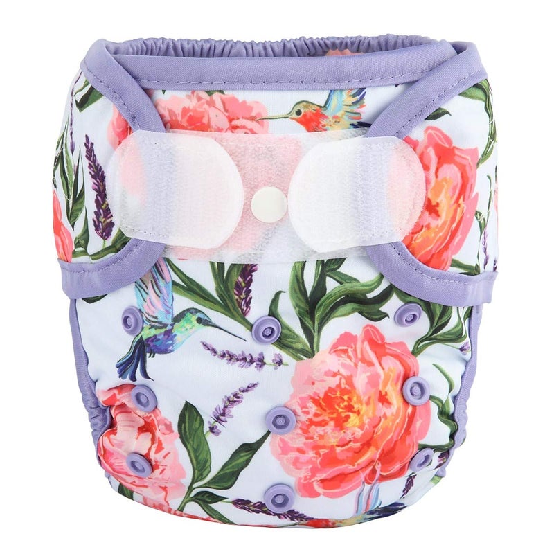 Sigzagor Baby Cloth Diaper Cover Nappy Hook and Loop Double Gussets for Girls Hummingbirds Floral One Size