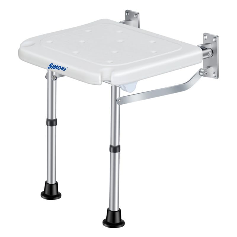 Simon's Simon’s Folding Wall Bath Chair with Adjustable Legs for Elderly to sit and take Bath in Bathroom, Shower Bench for Senior Citizens and Disabled - Image 1