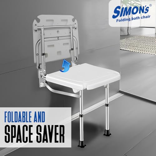 Simon's Simon’s Folding Wall Bath Chair with Adjustable Legs for Elderly to sit and take Bath in Bathroom, Shower Bench for Senior Citizens and Disabled - Image 5